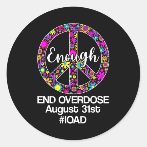 Overdose Awareness Day Purple Peace Sign  Classic Round Sticker