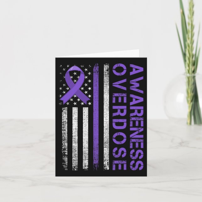 Overdose Awareness Day Usa American Flag Overdose  Card (Front)