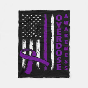 Overdose Awareness Day Usa American Flag Overdose Fleece Blanket