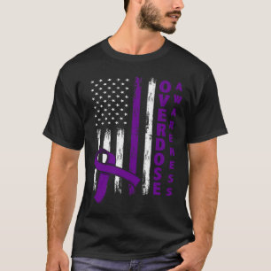 Overdose Awareness Day Usa American Flag Overdose T-Shirt