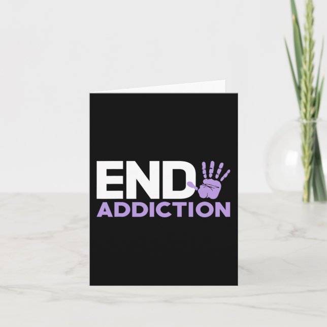 Overdose Awareness End Addiction Stop Hand Sign  Card (Front)