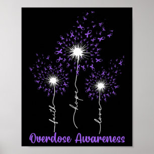 Overdose Awareness Faith Hope Love Dandelion  Poster