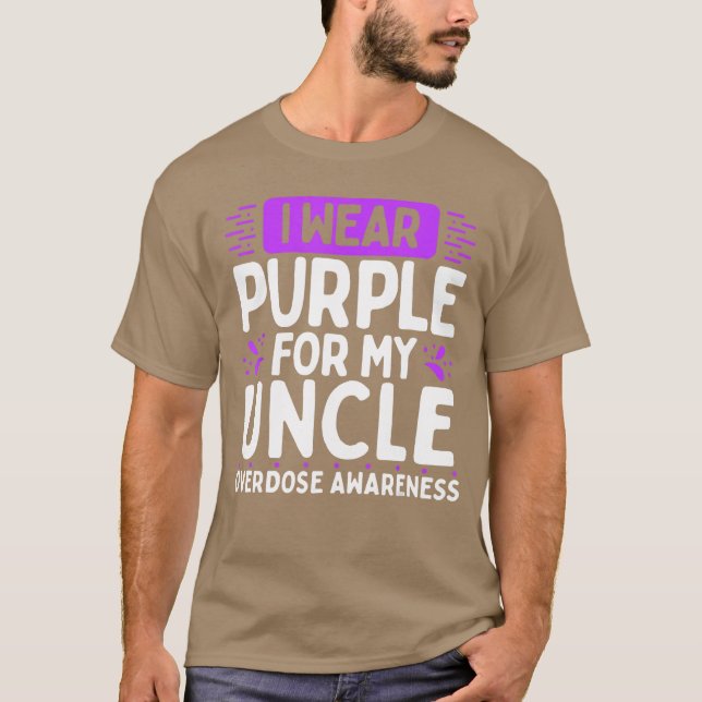 Overdose Awareness Family Warrior Purple Ribbon Un T-Shirt (Front)