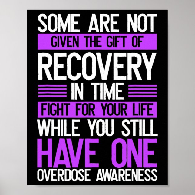 Overdose Awareness Fighter Purple Ribbon Drug Abus Poster (Front)