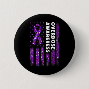 Overdose Awareness Flag Pruple Ribbon Addiction Re Button