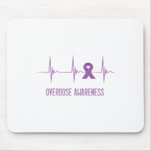 Overdose Awareness Heartbeat Ekg Pulse Purple Ribb Mouse Pad