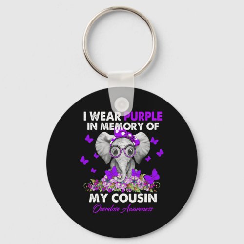 Overdose Awareness I Wear Purple For My Cousin  Keychain