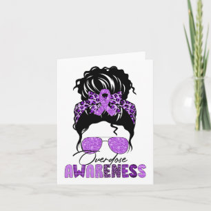 Overdose Awareness Messy Hair Bun For Women 1 Card