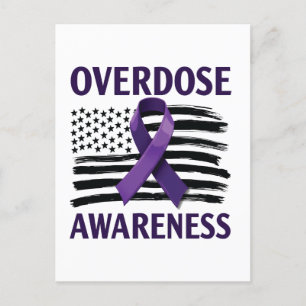 Overdose Awareness Month American Flag Ribbon Announcement Postcard