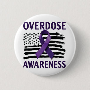 Overdose Awareness Month American Flag Ribbon Button