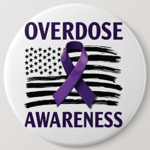 Overdose Awareness Month American Flag Ribbon Button