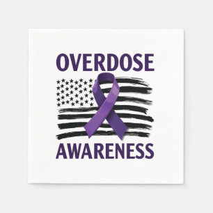 Overdose Awareness Month American Flag Ribbon Napkins