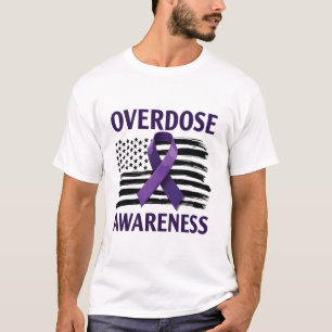 Overdose Awareness Month American Flag Ribbon T-Shirt