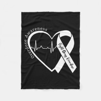 Overdose Awareness Month Heart Purple Ribbon Fleece Blanket