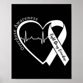 Overdose Awareness Month Heart Purple Ribbon Poster
