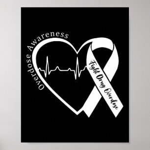 Overdose Awareness Month Heart Purple Ribbon Suppo Poster