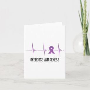 Overdose Awareness Month Heartbeat Ekg Pulse Purpl Card
