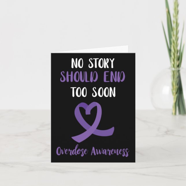 Overdose Awareness No Story Should End Purple Ribb Card (Front)