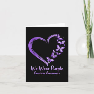Overdose Awareness Purple Butterfly Heart Card