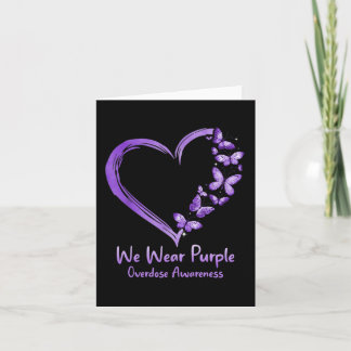 Overdose Awareness Purple Butterfly Heart Card