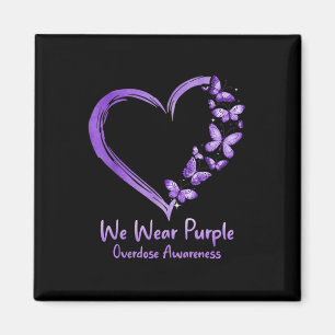 Overdose Awareness Purple Butterfly Heart Magnet