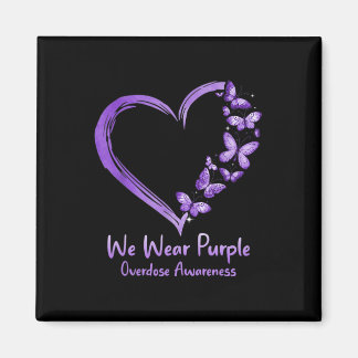 Overdose Awareness Purple Butterfly Heart Magnet