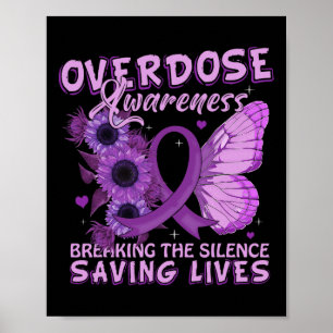 Overdose Awareness Purple Ribbon Addiction  Poster