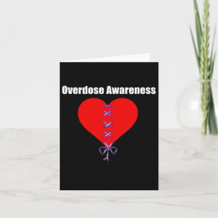 Overdose Awareness Purple Ribbon Broken Heart Grie Card