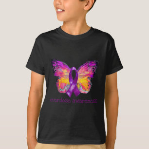 Overdose Awareness Purple Ribbon Butterfly Grief L T-Shirt