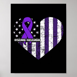 Overdose Awareness Purple Ribbon Drug Addiction 21 Poster