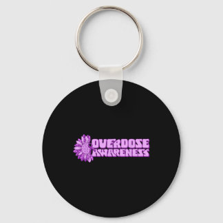 Overdose Awareness Purple Ribbon Drug Addiction 32 Keychain