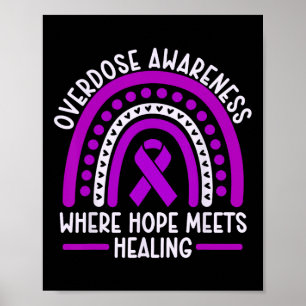 Overdose Awareness Purple Ribbon Drug Addiction 44 Poster