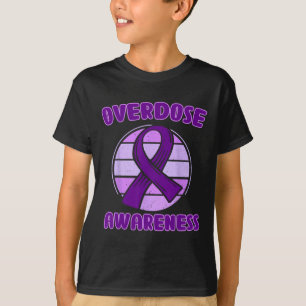 Overdose Awareness Purple Ribbon Drug Addiction 4 T-Shirt