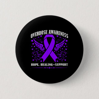 Overdose Awareness Purple Ribbon Drug Addiction 55 Button