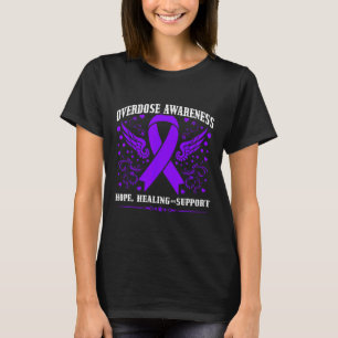 Overdose Awareness Purple Ribbon Drug Addiction 55 T-Shirt