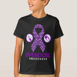 Overdose Awareness Purple Ribbon Drug Addiction Au T-Shirt