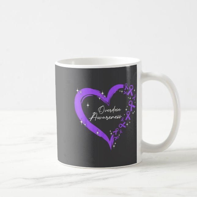 Overdose Awareness Purple Ribbon Drug Addiction He Coffee Mug (Right)