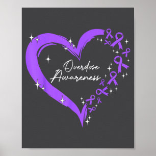 Overdose Awareness Purple Ribbon Drug Addiction He Poster