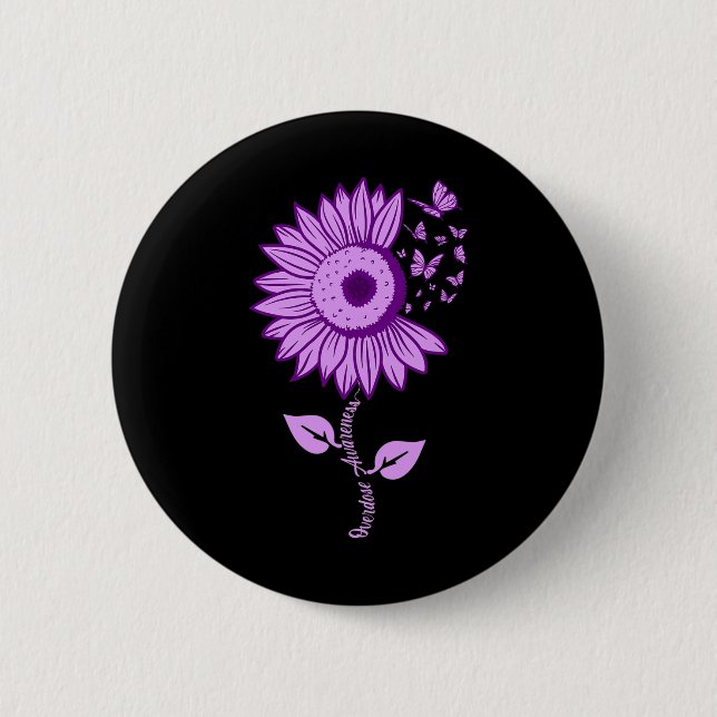 Overdose Awareness  Purple Ribbon Drug Addiction N Button (Front)