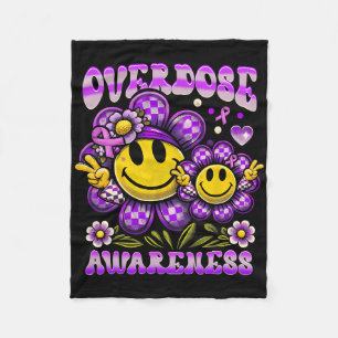 Overdose Awareness Purple Ribbon Smile Drug Addict Fleece Blanket