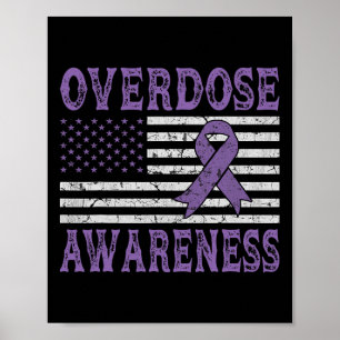 Overdose Awareness Ribbon Drug Addiction American Poster