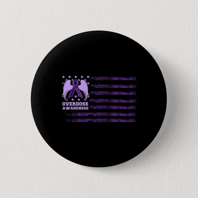 Overdose Awareness Ribbon Flag 1 Button (Front)