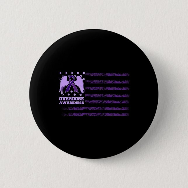 Overdose Awareness Ribbon Flag 1  Button (Front)