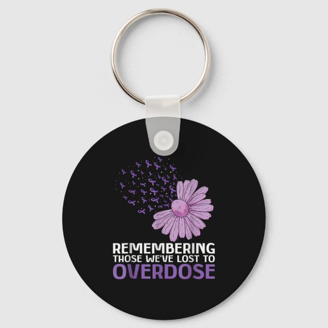Overdose Awareness Shirt In Memory Of Brother Purp Keychain (Front)