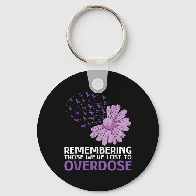 Overdose Awareness Shirt In Memory Of Brother Purp Keychain (Front)