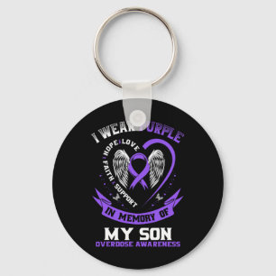 Overdose Awareness Shirt In Memory Of Son Purple R Keychain