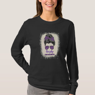 Overdose awareness Warrior messy hair bun Purple R T-Shirt