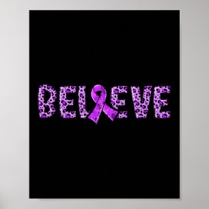 Overdose Leopard - Purple Ribbon Support Believe  Poster