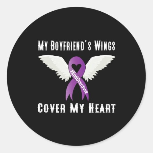 Overdose My Boyfriends Wings Cover My Heart  Classic Round Sticker