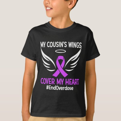 Overdose My Cousins Wings Cover My Heart Purple R T_Shirt